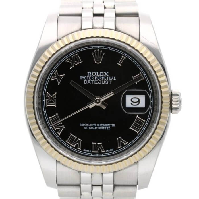116234 / デイトジャスト SS×WG ランダム品番 ブラック文字盤腕時計